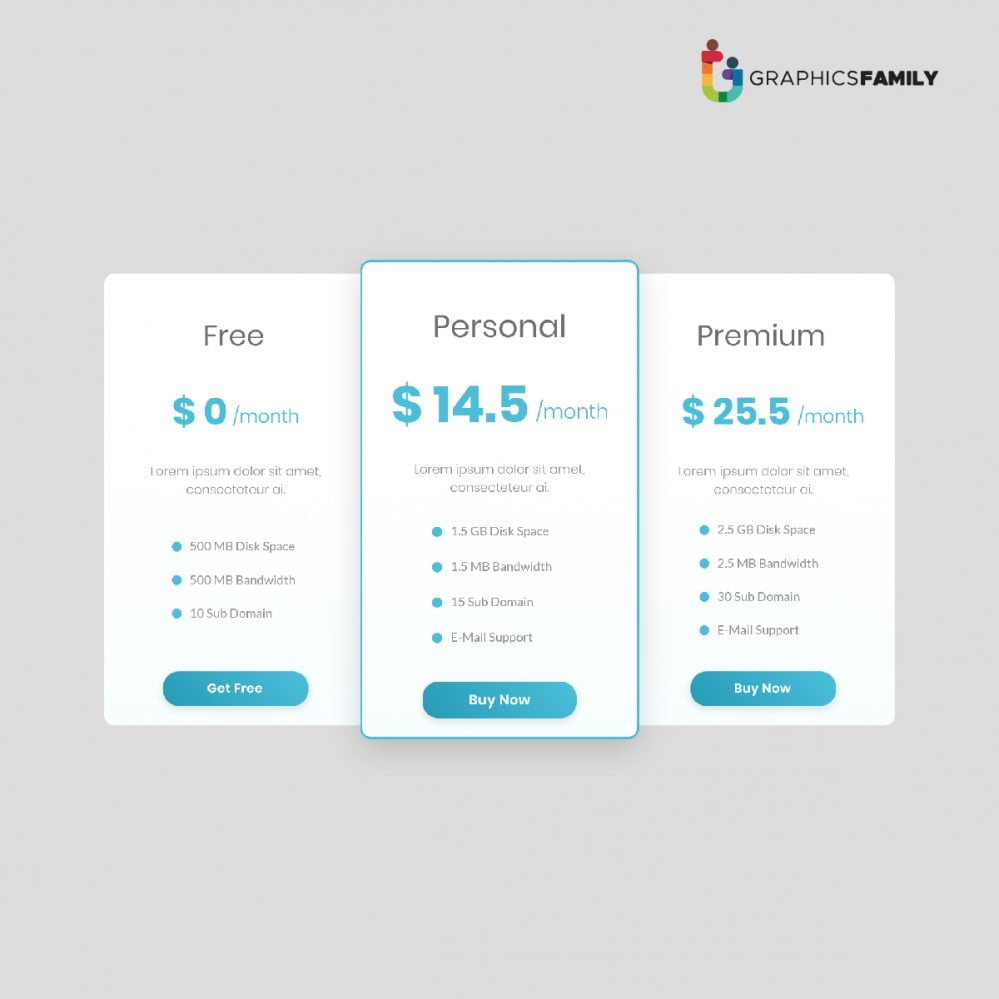 فایل جدول قیمت گذاری وکتور هنری - Pricing Table Vector Art