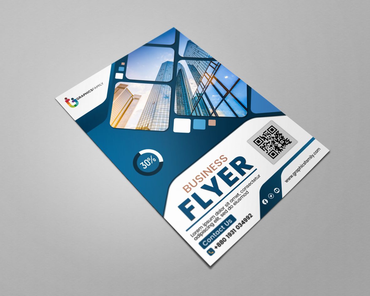 فایل طراحی بروشور تجاری حرفه‌ای آبی با رنگ سفید - Professional Blue with White Business Flyer Design