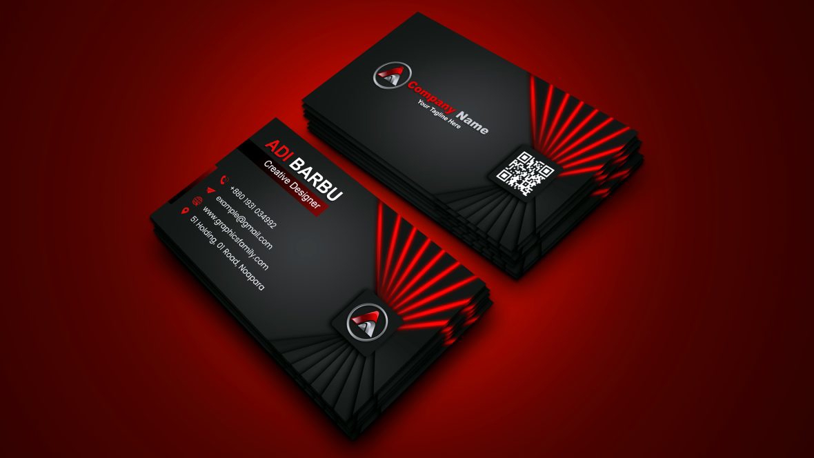 فایل طراحی کارت ویزیت حرفه ای با رنگ های مشکی و قرمز - Professional Business Card Design with Black and Red Colors
