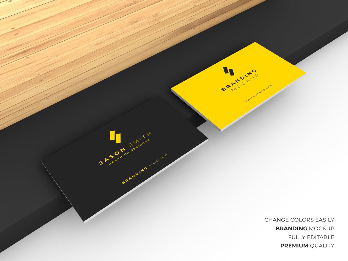 فایل موکاپ کارت ویزیت حرفه‌ای روی میز مدرن - Professional Business Card Mockup on Modern Desk