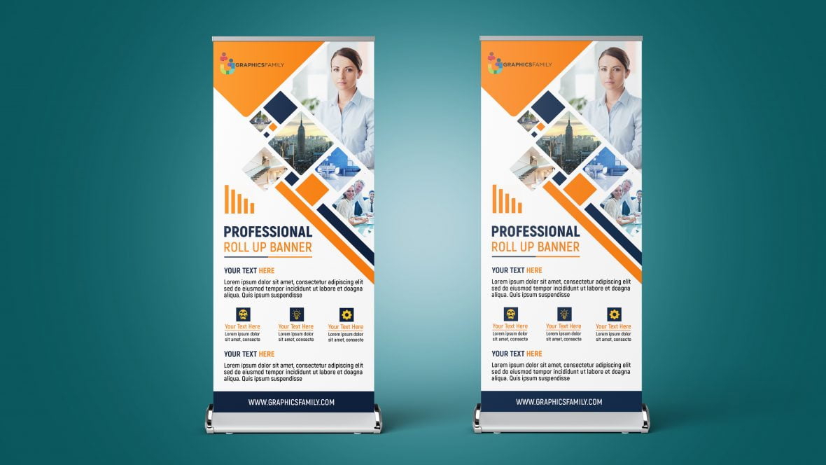 فایل الگوی طراحی بنر رول آپ تبلیغاتی حرفه ای برای کسب و کار - Professional Business Promotion Roll up Banner Design Template