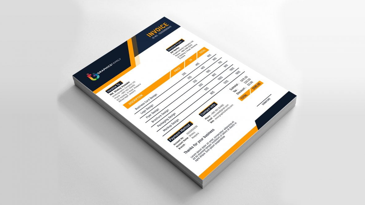فایل طراحی فاکتور حرفه ای - Professional Invoice Design