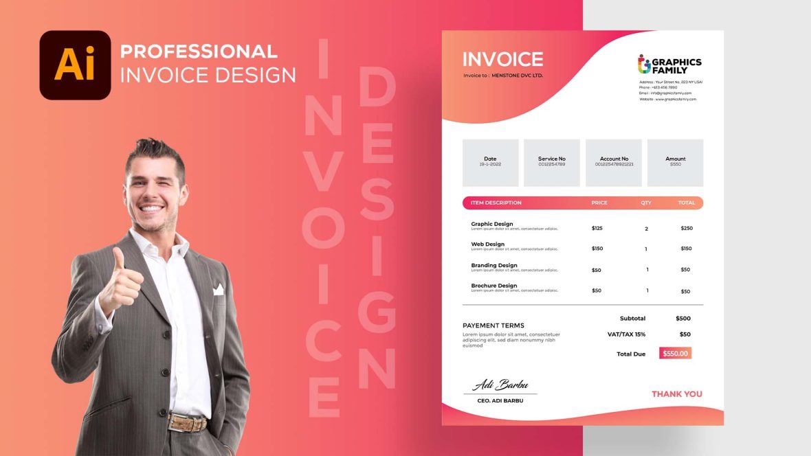 فایل طراحی قالب فاکتور حرفه ای - Professional Invoice Template Design