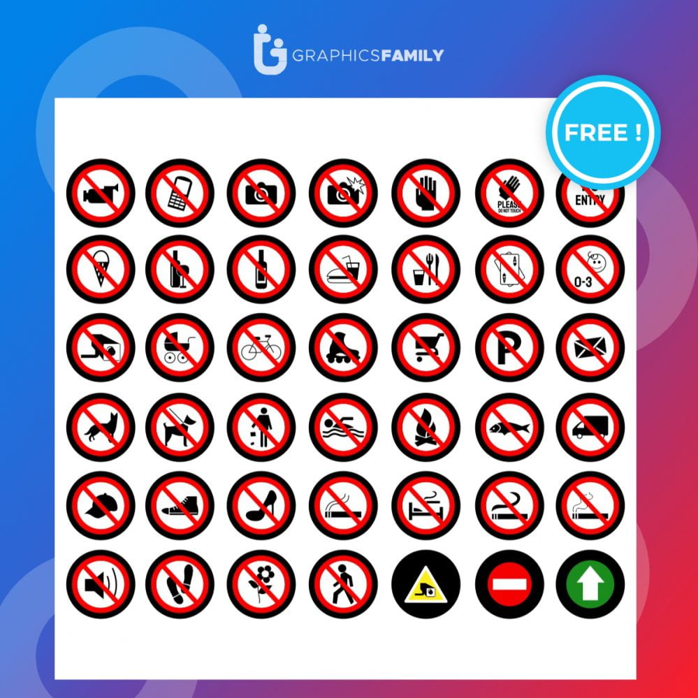 فایل وکتور علائم ممنوعیت - Prohibition Signs Vector