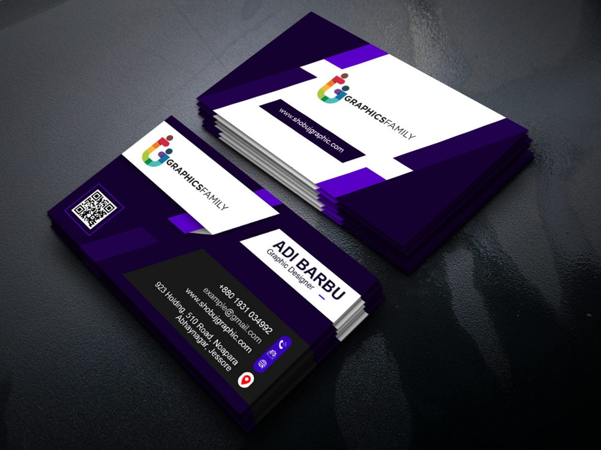 فایل دانلود طرح کارت ویزیت مدرن بنفش - Purple Modern Business Card Design Download