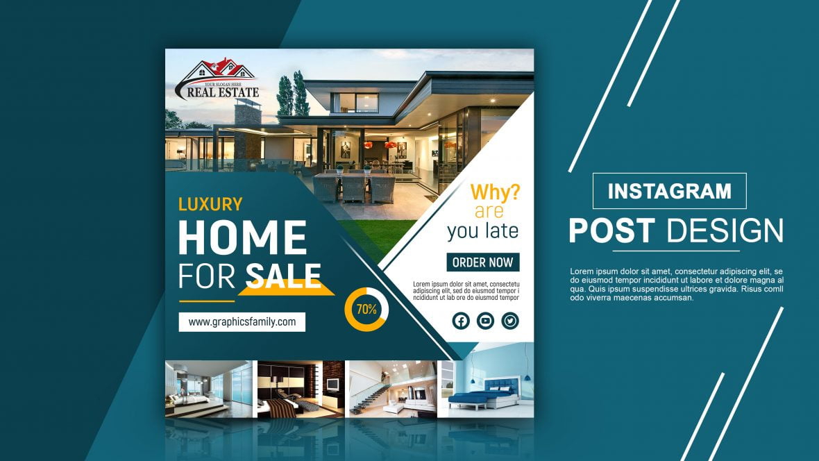 فایل الگوی طراحی اینستاگرام قابل ویرایش املاک و مستغلات - Real Estate Editable Instagram Design Template