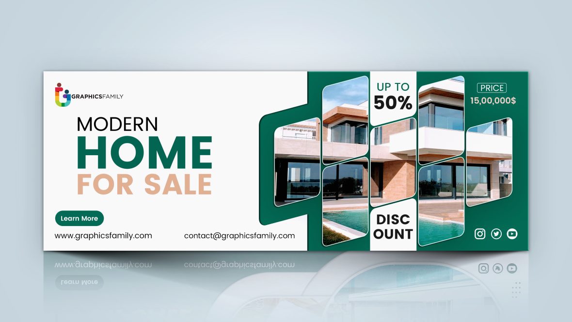 فایل الگوی بنر کاور فیسبوک املاک و مستغلات - Real Estate Facebook Cover Banner Template