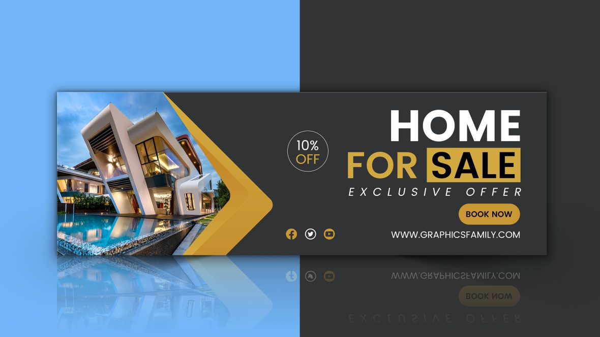 فایل طراحی بنر وب املاک و مستغلات برای فروش خانه - Real Estate Home For Sale Web Banner Design