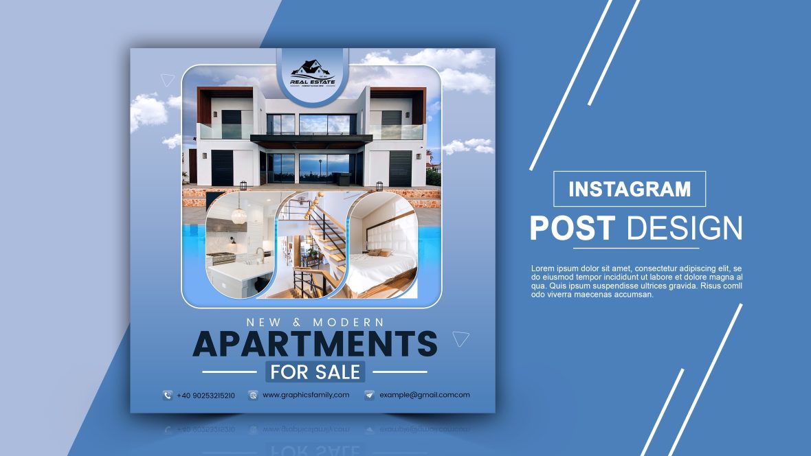 فایل قالب بنر اینستاگرام املاک و مستغلات، خانه و ملک، یا قالب بنر وب مربعی - Real estate house property Instagram post or square web banner template