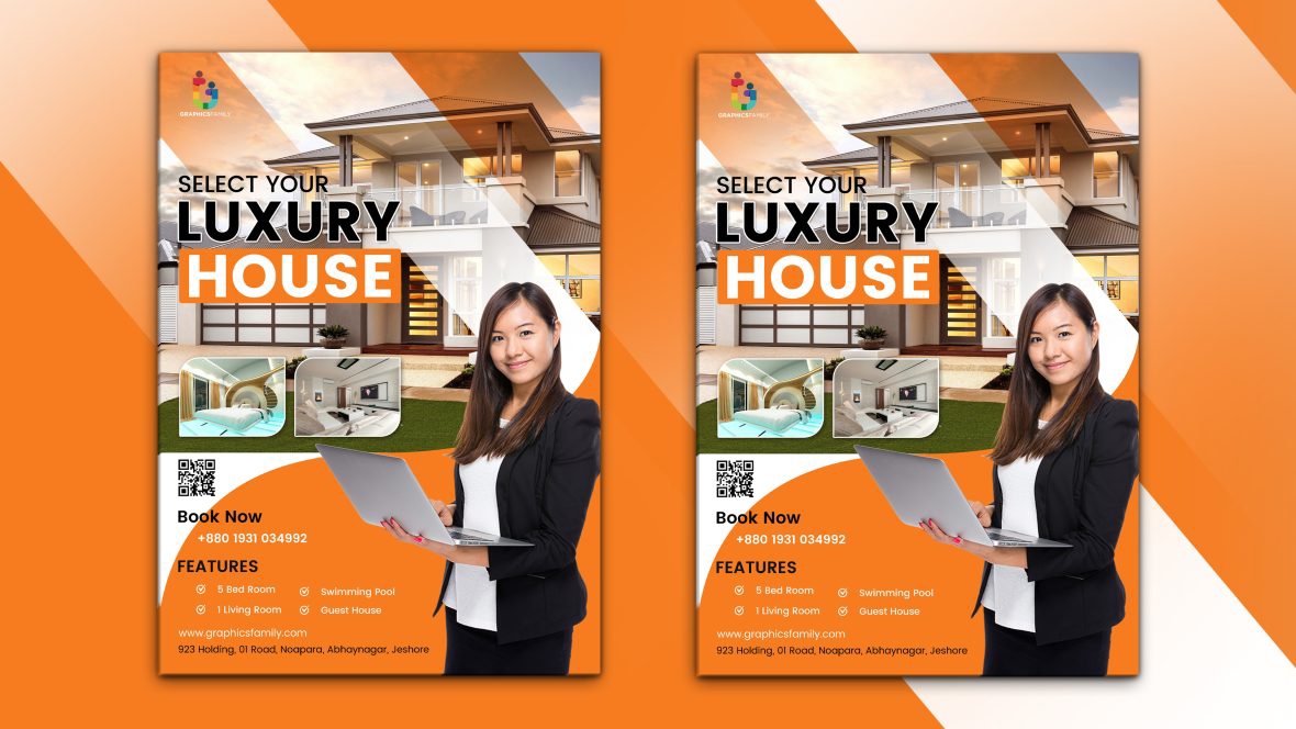 فایل طرح بروشور فروش خانه و املاک - Real estate house sale flyer design