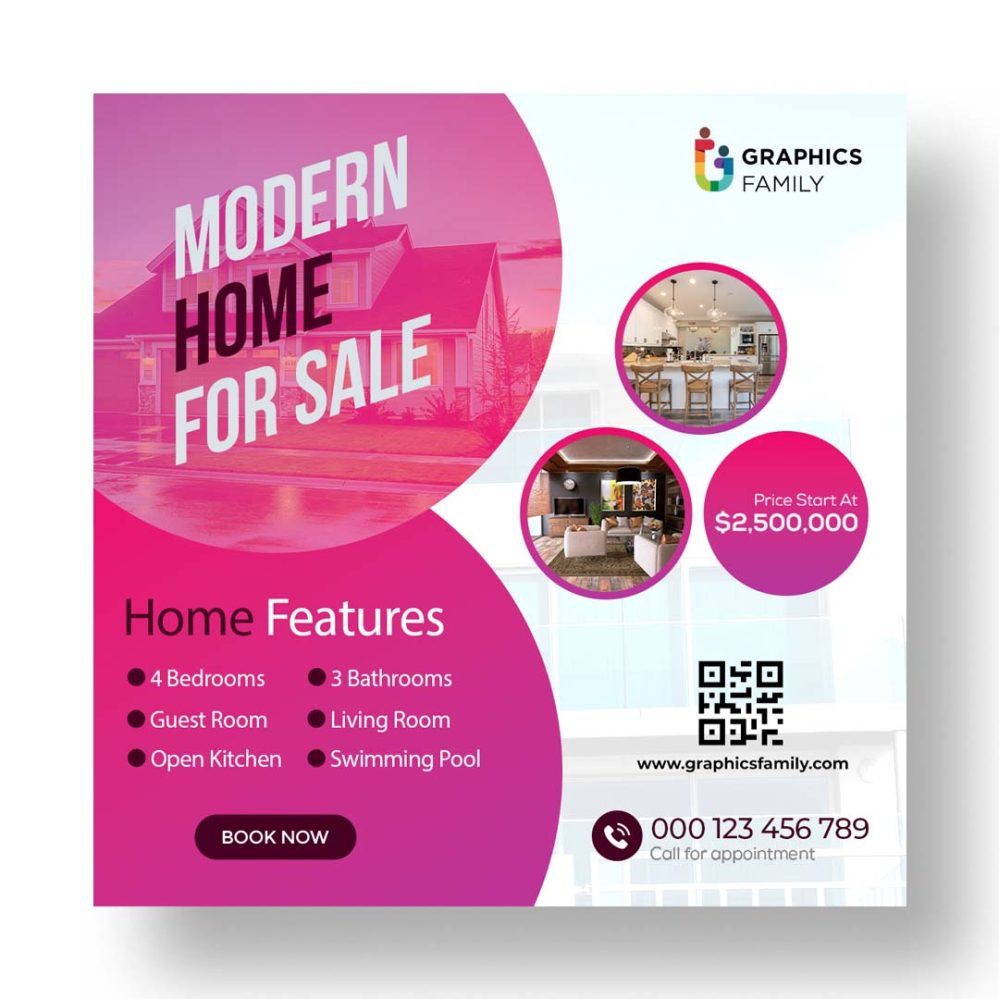 فایل الگوی طراحی پست اینستاگرام املاک و مستغلات - Real Estate Instagram Post Design Template