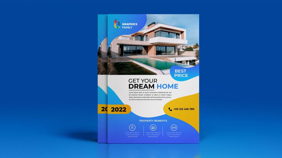 فایل طراحی قالب بروشور تبلیغاتی املاک و مستغلات - Real Estate Property Advertising Flyer Template Design