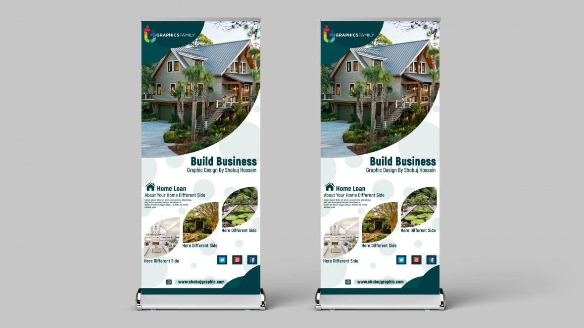 فایل طرح بنر رول آپ املاک و مستغلات (PSD) - Real Estate Roll Up Banner Design Psd