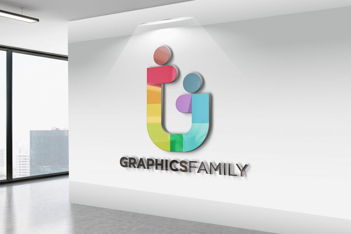 فایل موکاپ لوگوی دیواری سه بعدی واقع گرایانه - Realistic 3D Wall Logo MockUp
