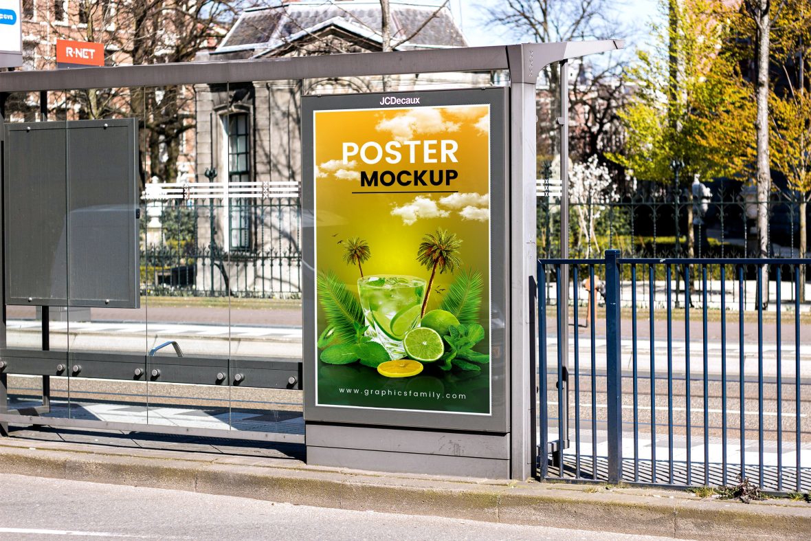 فایل ماک‌آپ پوستر تبلیغاتی واقع‌گرایانه - Realistic Advertisement Poster Mockup