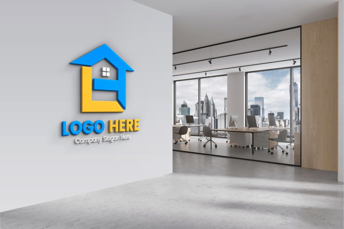 فایل موکاپ لوگو اداری واقع‌گرایانه - Realistic Office Logo Mockup