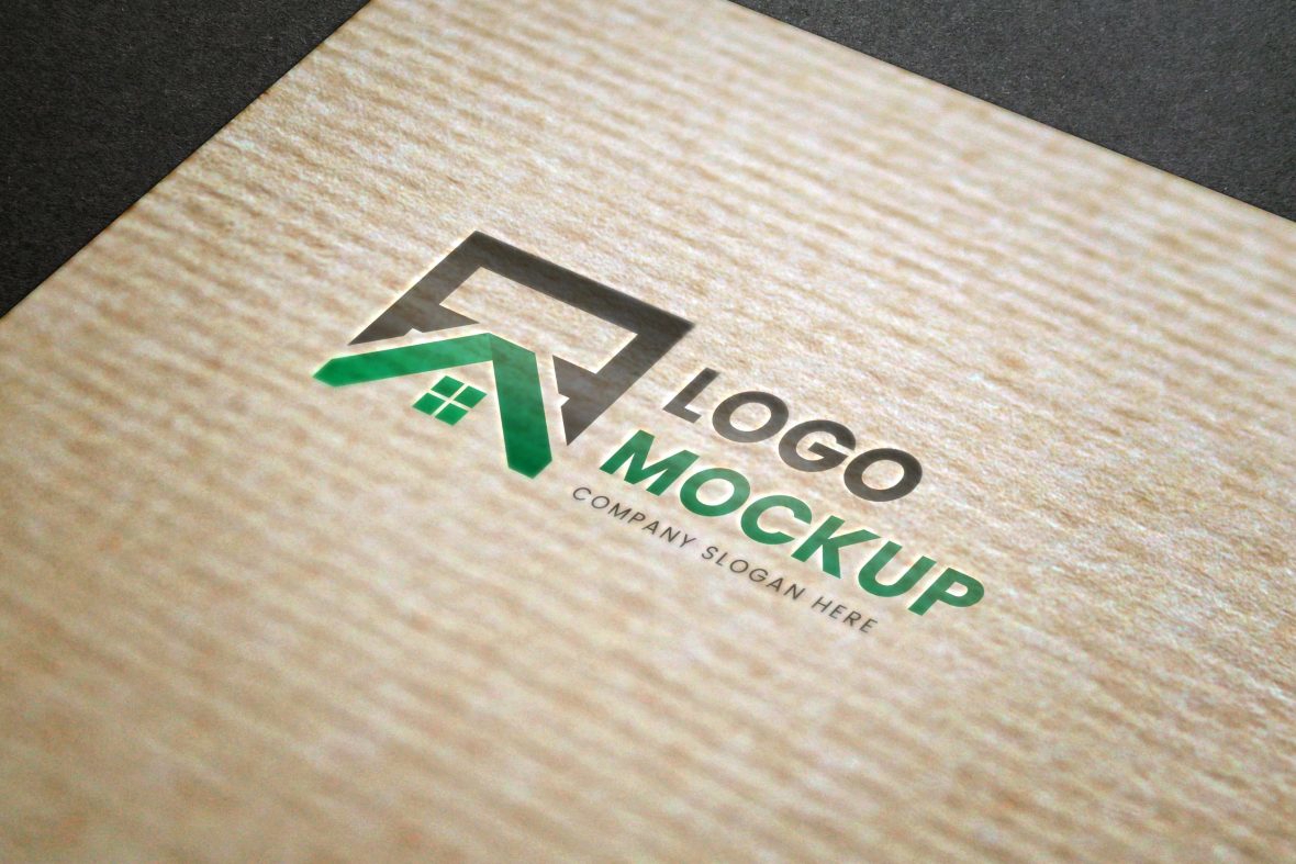 فایل موکاپ لوگو کاغذ چاپ شده واقع گرایانه PSD - Realistic Printed Paper Logo Mockup PSD
