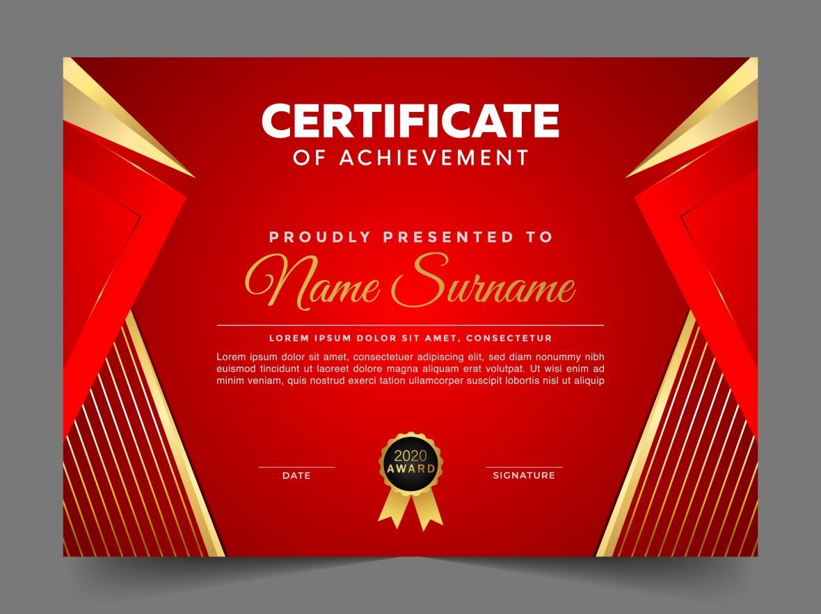 فایل الگوی دیپلم مدرن قرمز و طلایی - Red and Gold Modern Diploma Template