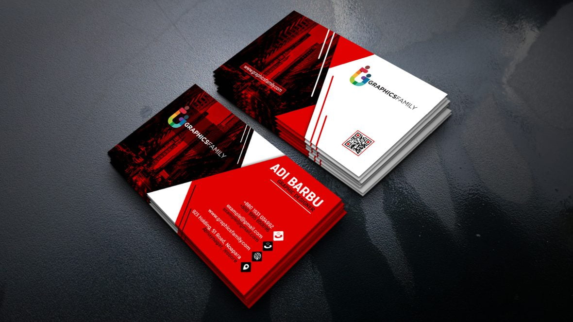 فایل طراحی کارت ویزیت قرمز و سفید در فتوشاپ - Red and White Visiting Card Design in Photoshop