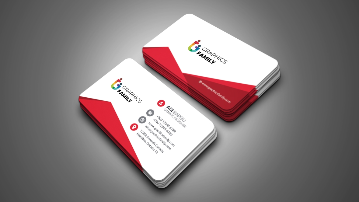 فایل کارت ویزیت شرکتی مثلث قرمز، الگوی کارت نام - Red Triangle Corporate Business Card, Name Card Template