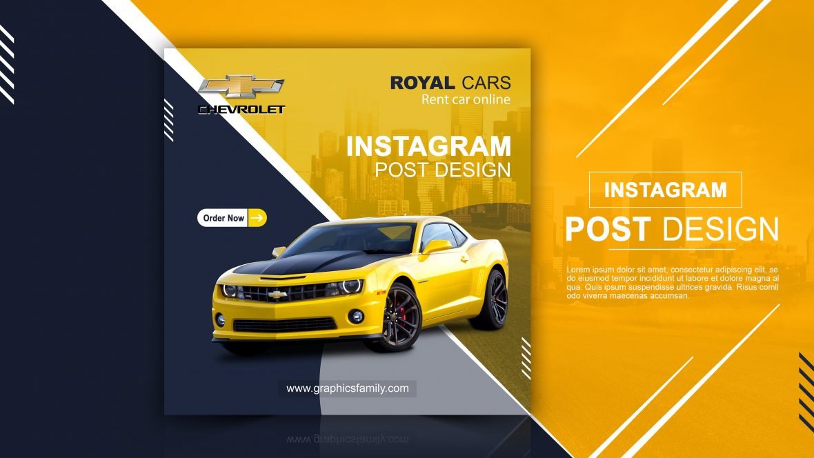فایل طراحی بنر اینستاگرام اجاره خودرو برای شبکه‌های اجتماعی - Rent Car For Social Media Instagram Post Banner Design