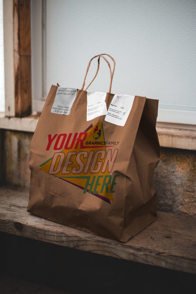 فایل ماکت طراحی کیف تحویل غذای رستوران - Restaurant Delivery Eco Bag Design Mockup