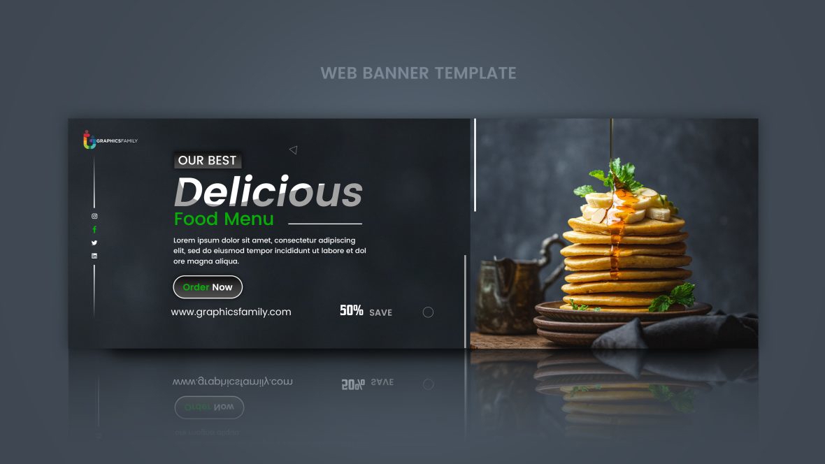 فایل قالب بنر وب منوی غذای رستوران - Restaurant food menu web banner template