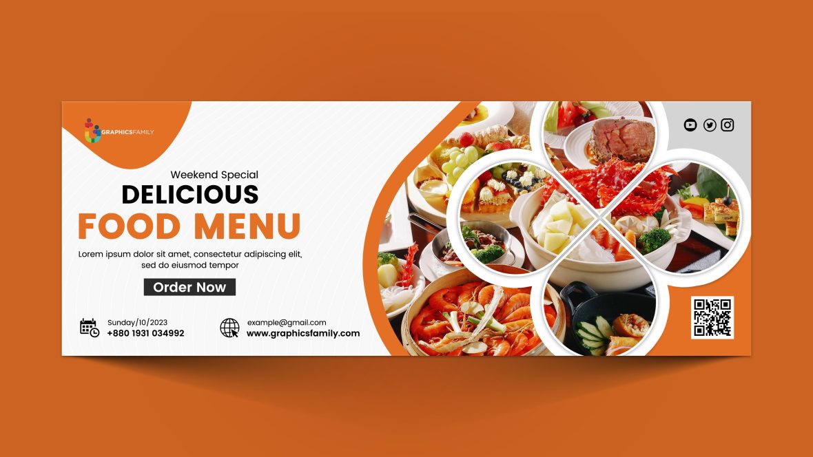 فایل طراحی کاور فیسبوک برای تبلیغ غذای رستوران - Restaurant Food Promotion Facebook Cover Design