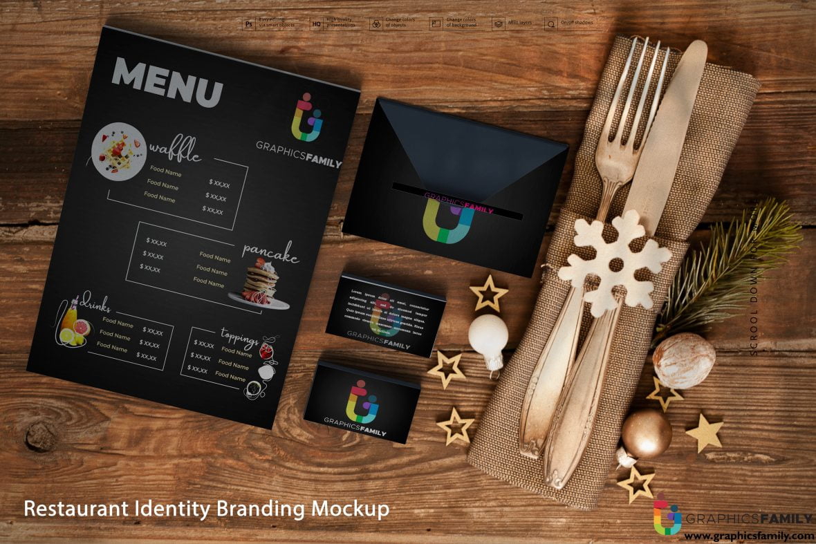 فایل ماکت برند هویت رستوران - Restaurant Identity Branding Mockup