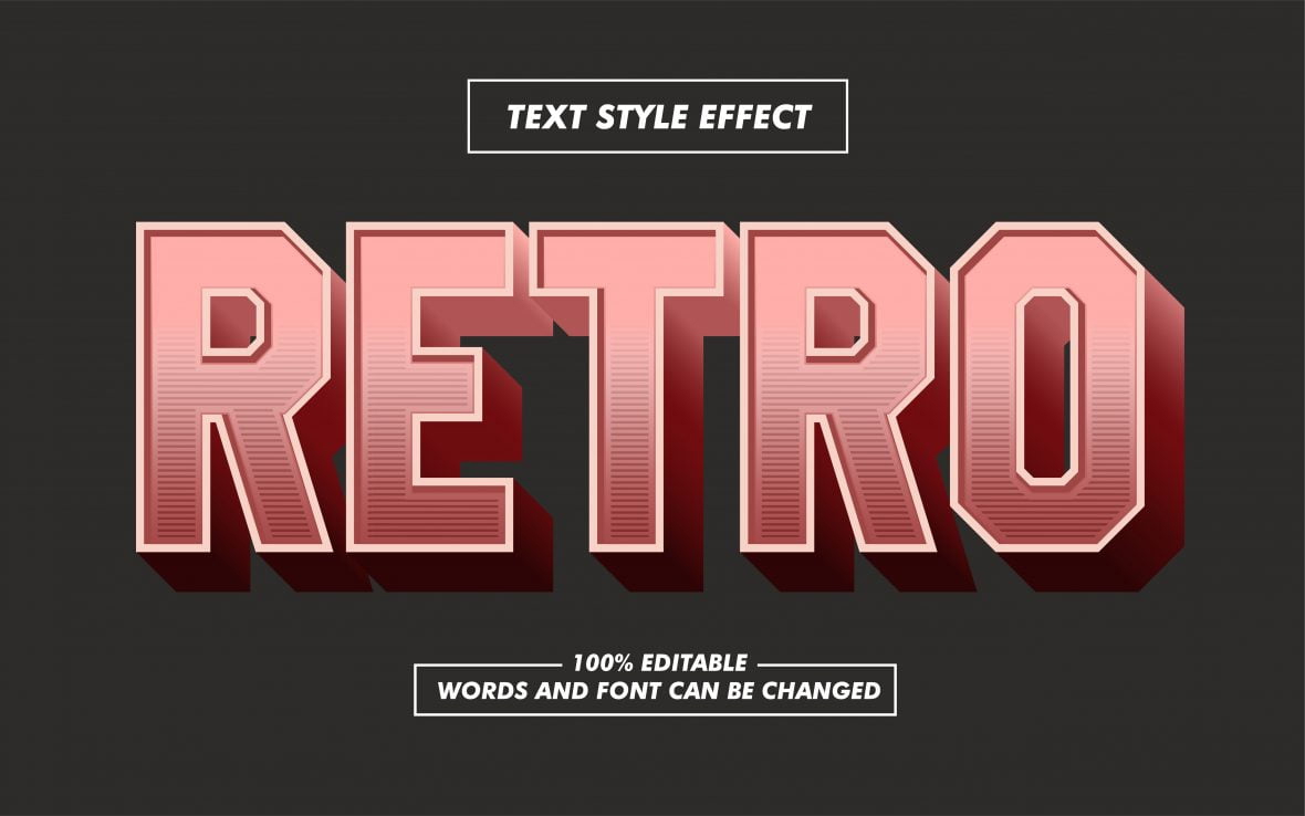 فایل افکت متن صورتی به سبک رترو - Retro Style Pink Text Effect