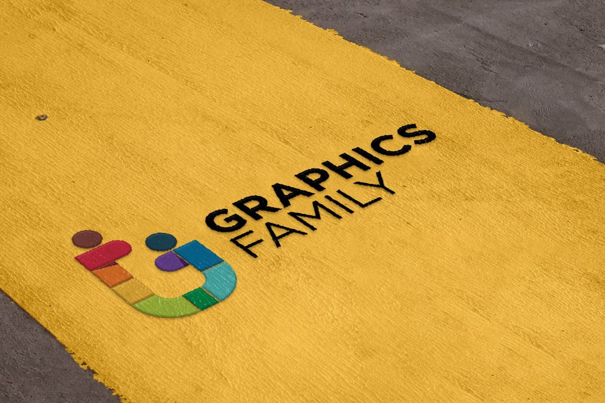 فایل موکاپ لوگو رنگ جاده - Road Paint Logo Mockup