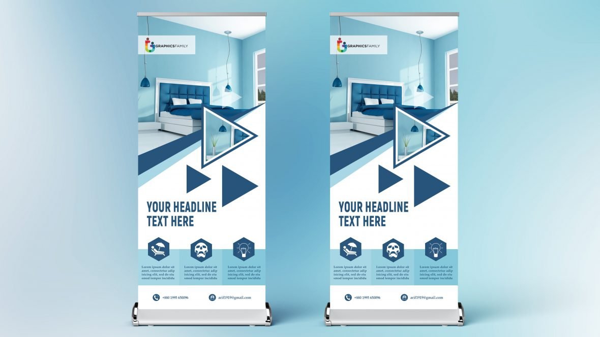 فایل طراحی بنر رول آپ برای دکوراسیون منزل - Roll up Banner Design For Home Decoration