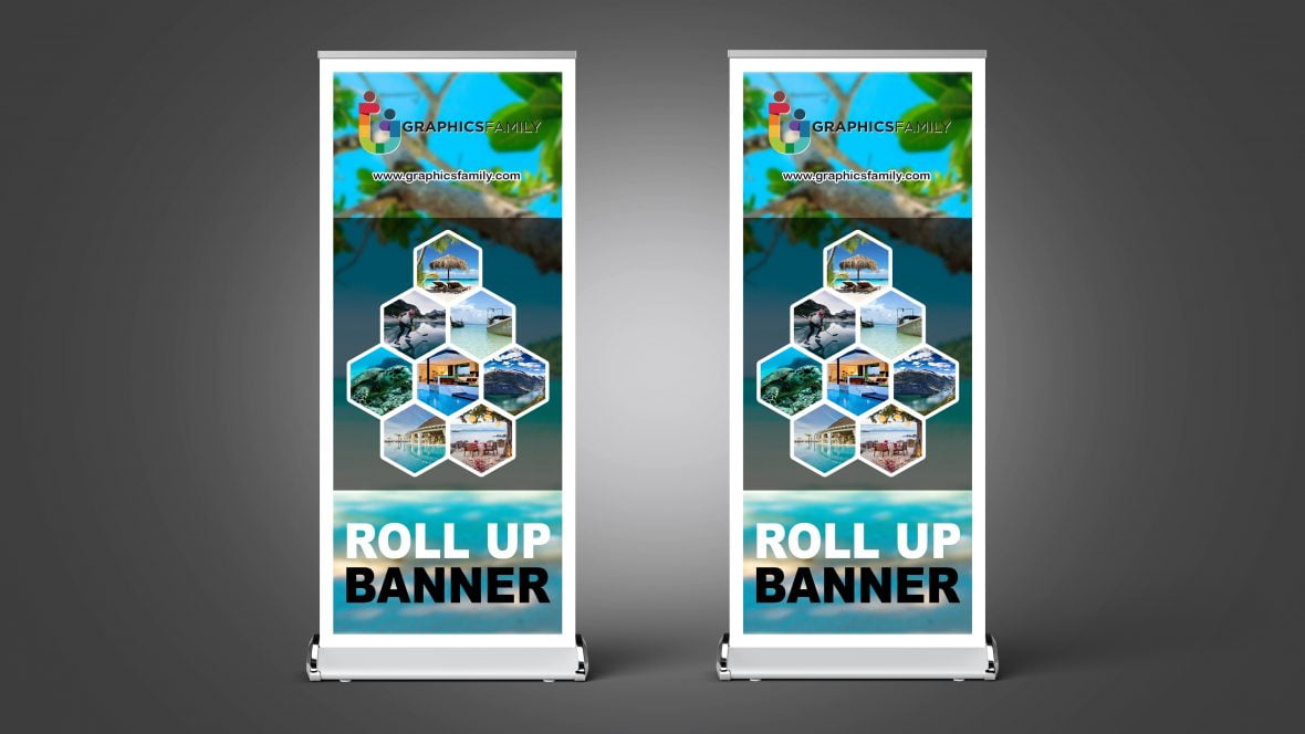فایل الگوی طراحی بنر رول آپ برای کسب و کار - Roll up Banner Design Template For Business