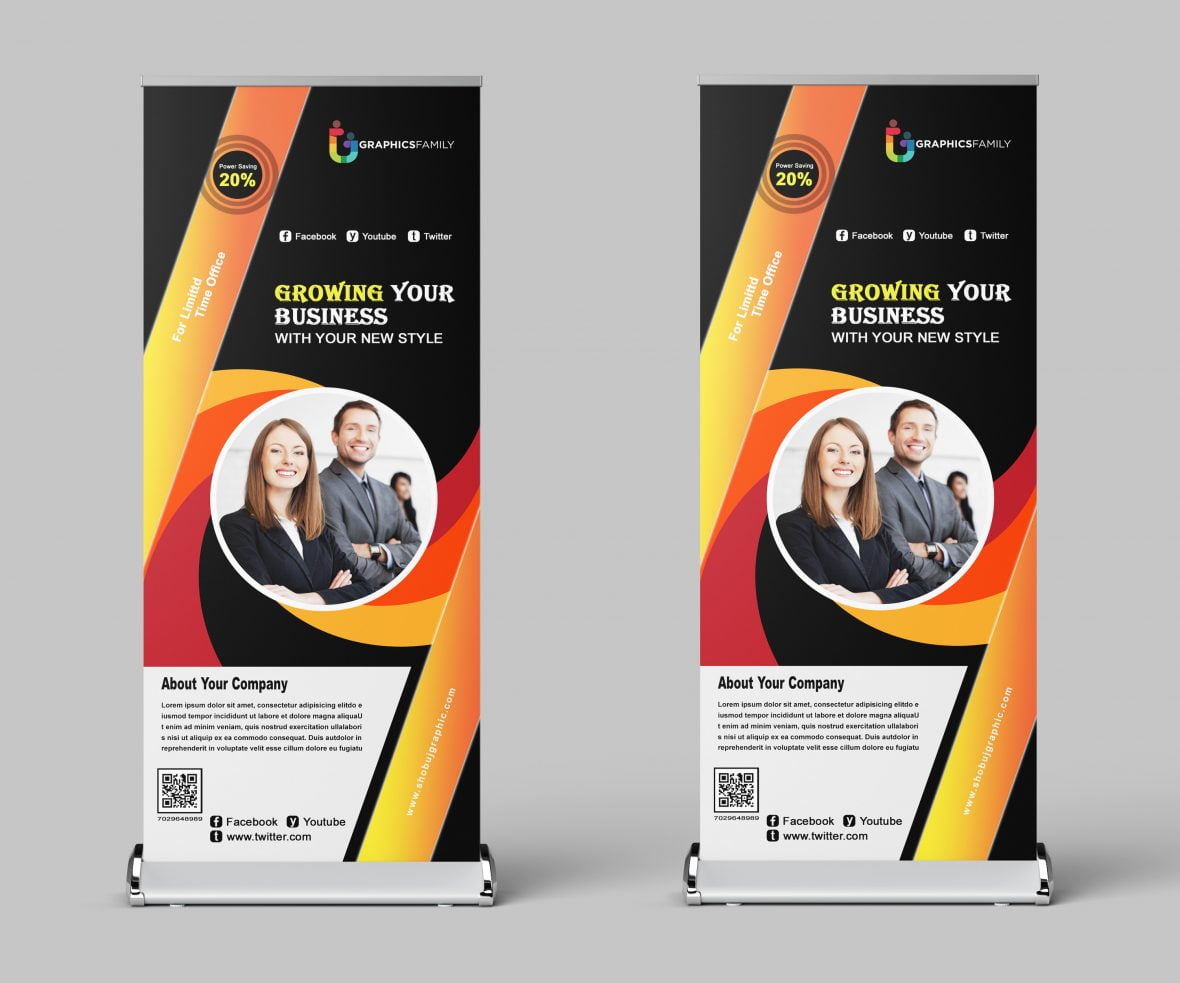 فایل الگوی طراحی بنر رول آپ برای کسب و کار شما - Roll Up Banner Design Template For Your Business