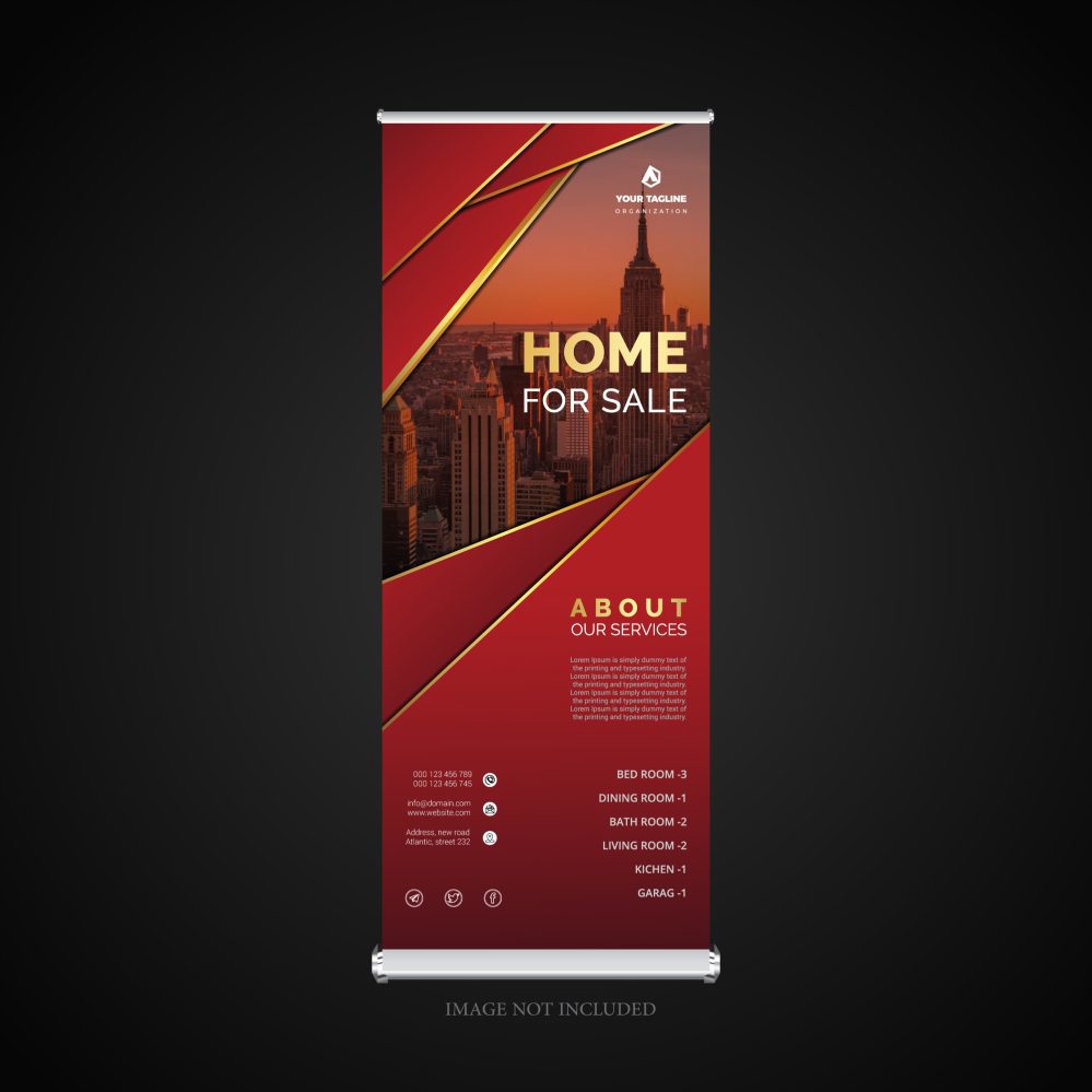 فایل بنرهای رول آپ با جزئیات قرمز - Roll Up Banners in Red Detailed