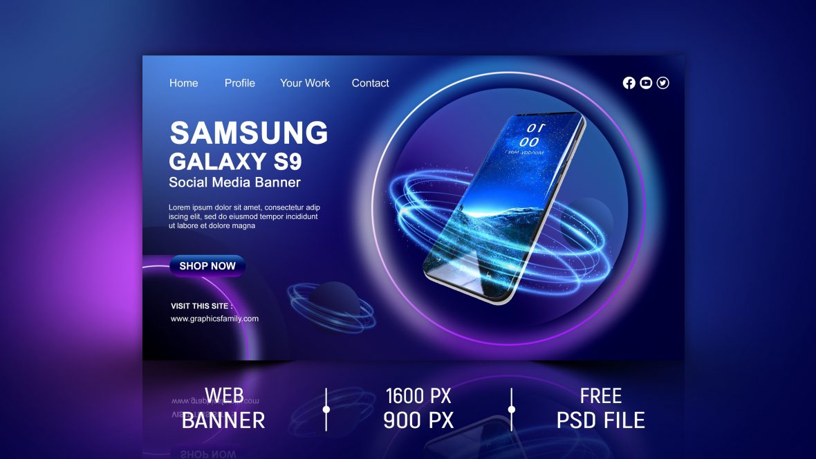 فایل طراحی بنر شبکه‌های اجتماعی سامسونگ گلکسی - Samsung Galaxy Social Media Banner Design