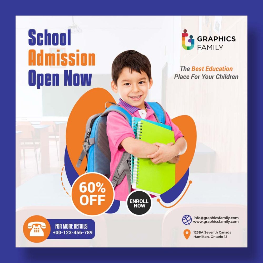 فایل الگوی بنر رسانه‌های اجتماعی پذیرش مدرسه - School Admission Social Media Banner Template