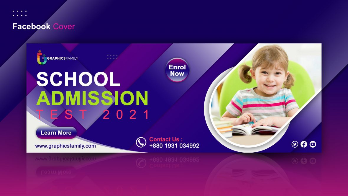 فایل الگوی جلد فیسبوک مدرسه و آموزش - School and Education Facebook Cover Template