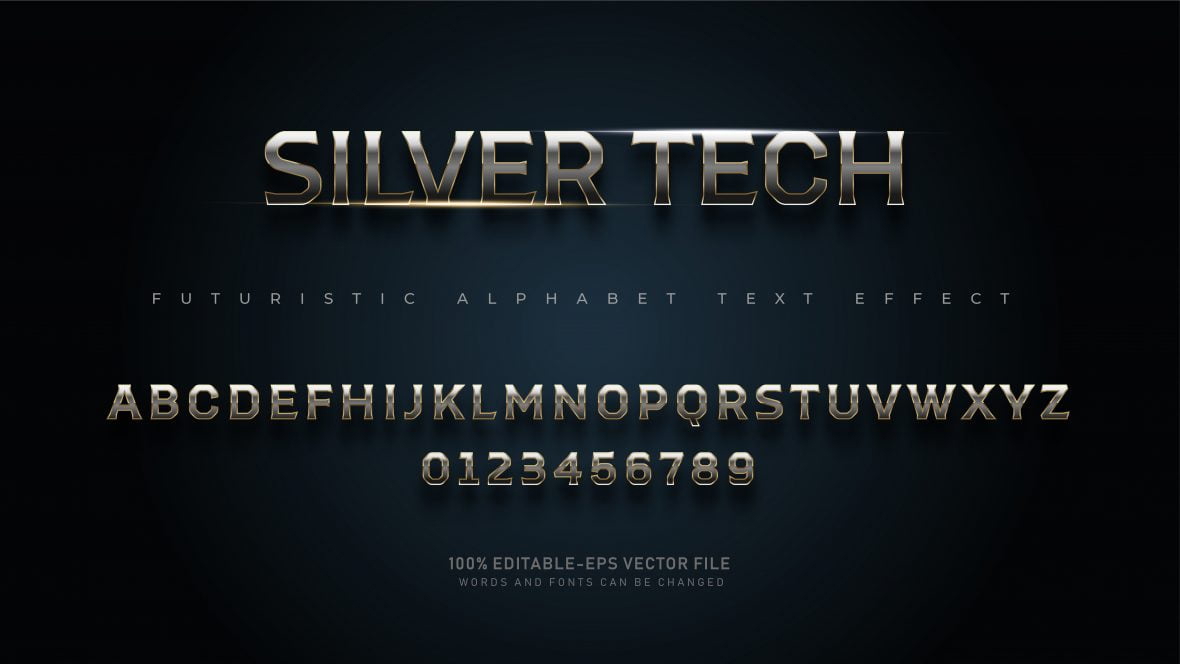 فایل افکت متن نقره‌ای براق - Shiny Silver Text Effect
