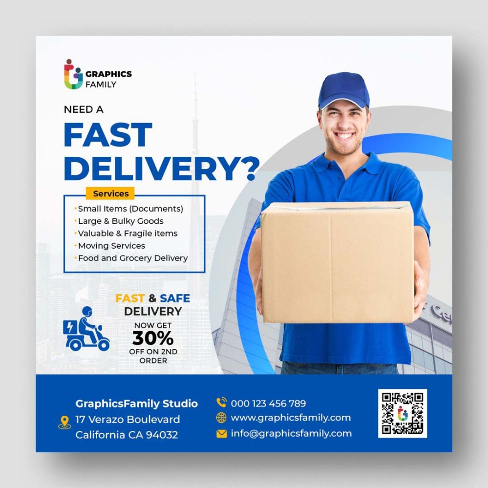 فایل الگوی رسانه اجتماعی خدمات حمل و نقل و تحویل - Shipping and Delivery Service Social Media Template
