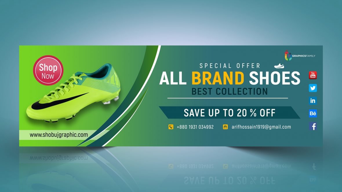 فایل طرح بنر مدرن تبلیغاتی کفش psd - Shoes Advertising Modern Web Banner Design Template psd