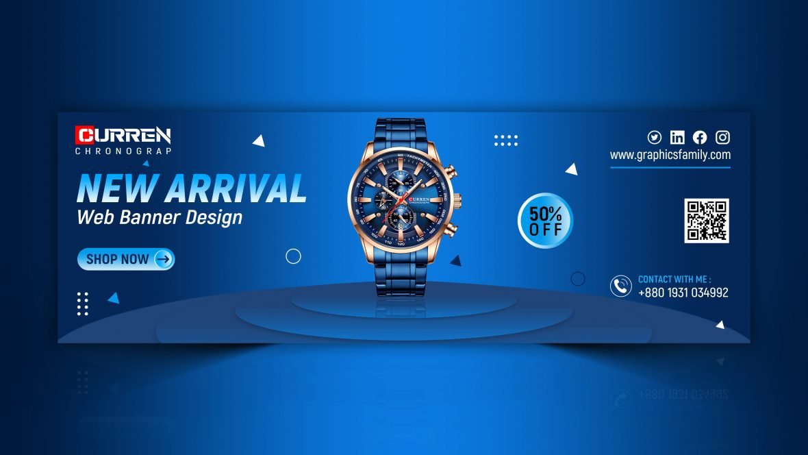 فایل الگوی طراحی بنر رسانه اجتماعی فروشگاه محصولات - Shop Products Social Media Banner Design Template