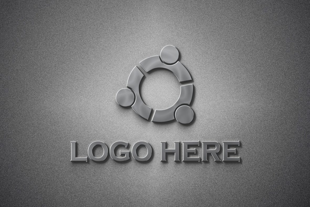 فایل موکاپ لوگو نقره‌ای خاکستری متالیک - Silver Gray Metallic Logo Mockup
