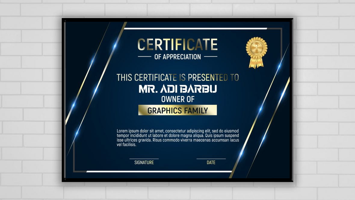 فایل الگوی گواهی اثر لوکس ساده و شیک - Simple And Stylish Luxury Effect Certificate Template