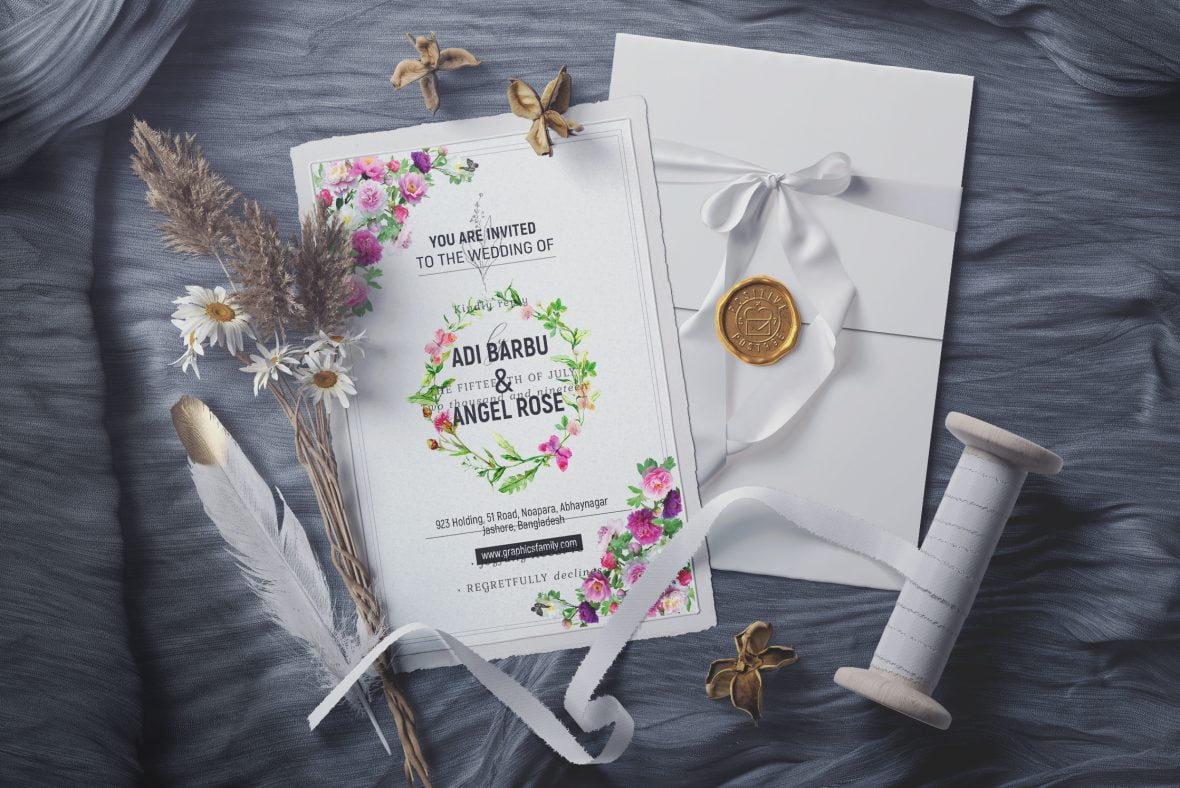 فایل الگوی طراحی کارت عروسی ساده - Simple Wedding Card Design Template