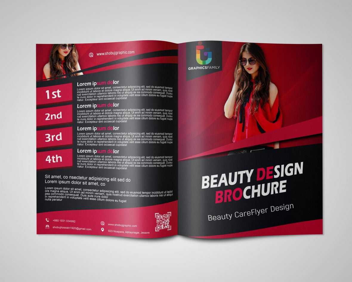 فایل طراحی بروشور دو لت کلینیک پوست و زیبایی - Skincare and Beauty Clinic Bi Fold Brochure Design