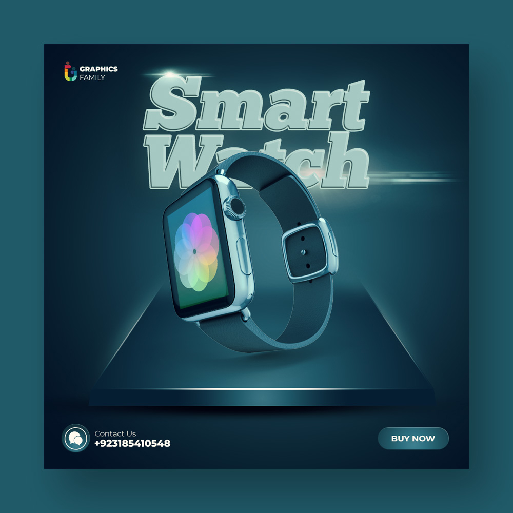 فایل طراحی پست شبکه‌های اجتماعی برای ساعت هوشمند - Smart Watch Social Media Post Design