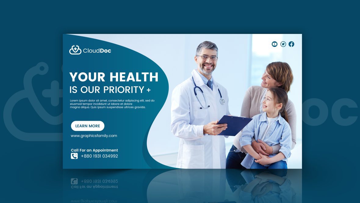 فایل طراحی بنر شبکه‌های اجتماعی برای ارتقای سلامت و پزشکی - Social Media Banner Design for Health and Medical Promotion
