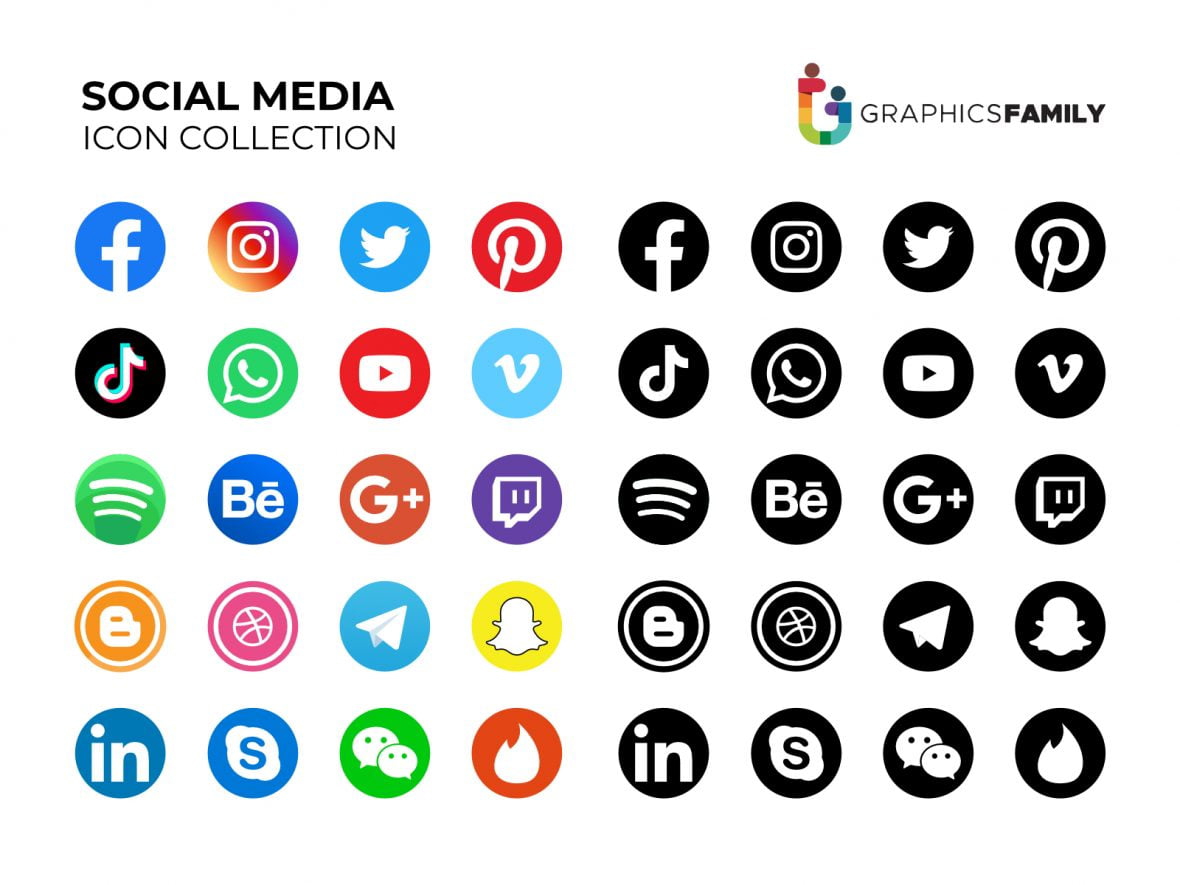 فایل مجموعه آیکون‌های رسانه‌های اجتماعی - Social Media Icon Collection