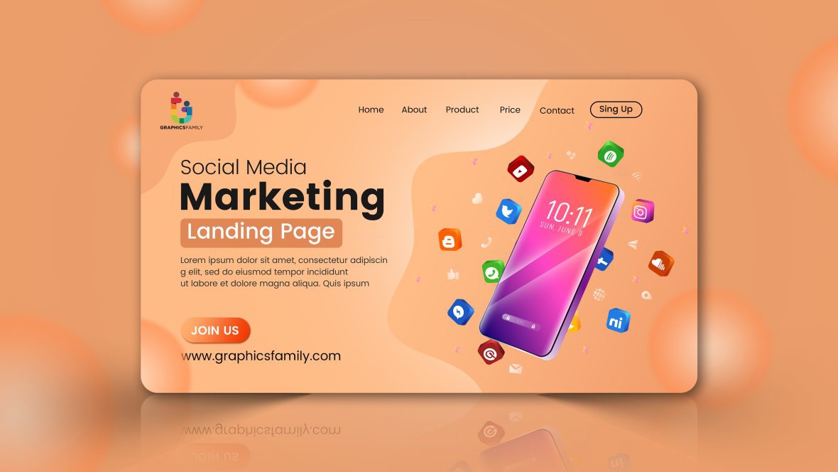 فایل طراحی صفحه فرود بازاریابی رسانه‌های اجتماعی - Social Media Marketing Landing Page Design